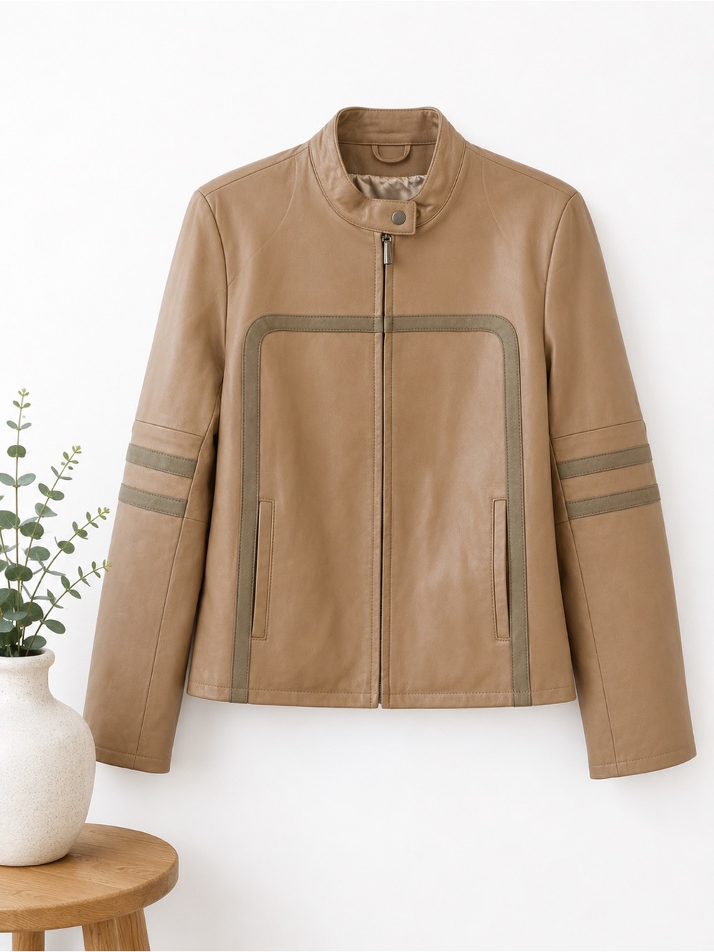 Oscar Piel Women's Tan Leather Jacket
